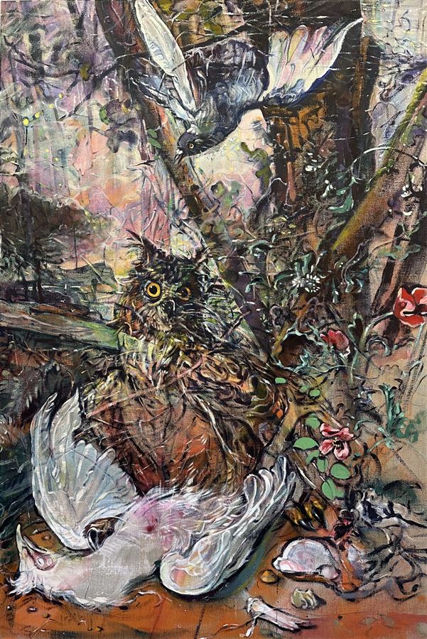 Hondecoeter in het bos II - 150/110cm Acryl/Linnen